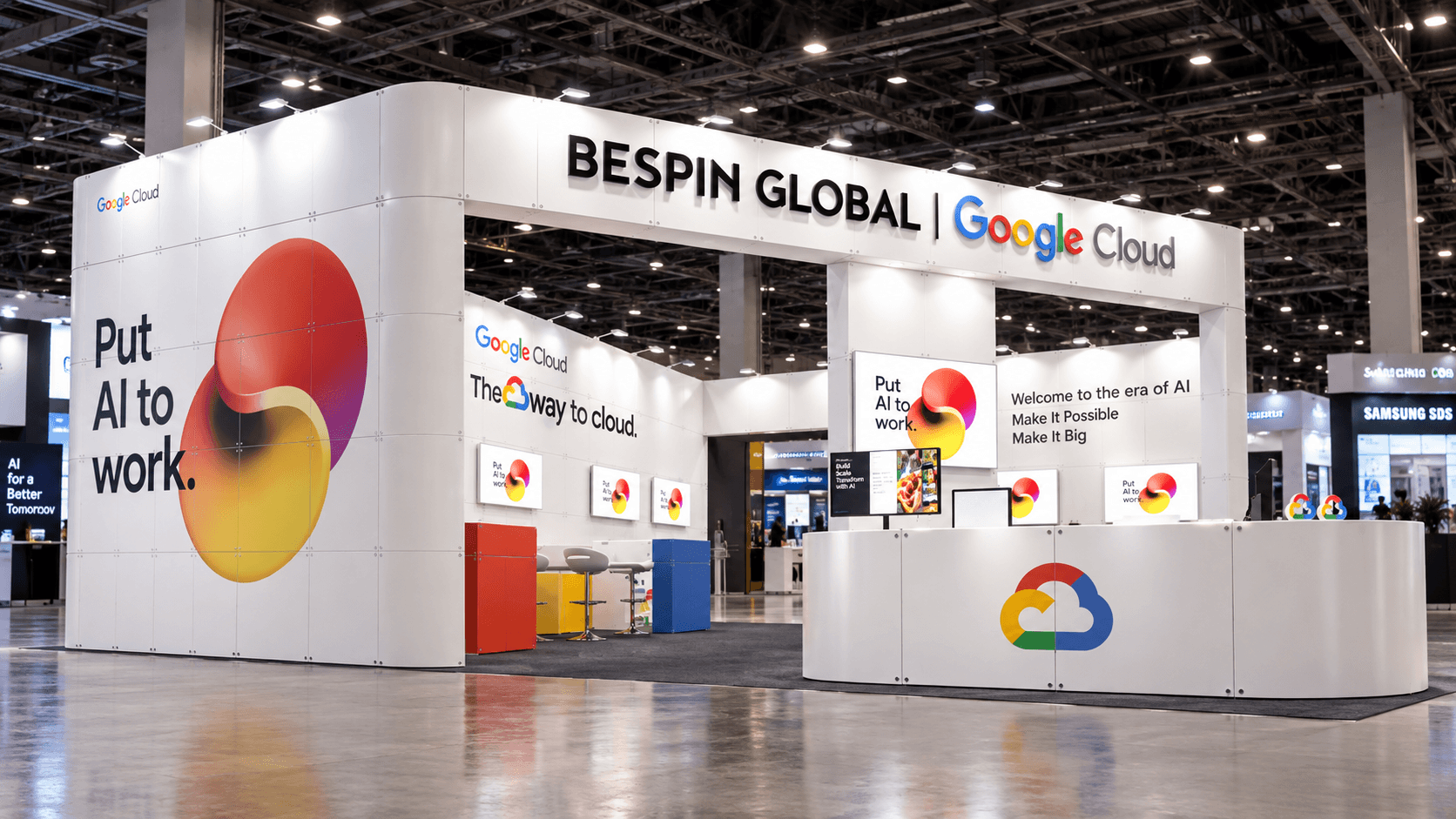 750 블록 8부스 Google Cloud 시공사례 렌더링 이미지